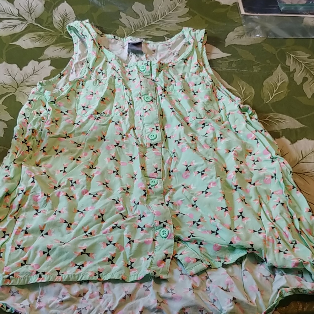 Mint tank top with flowers
